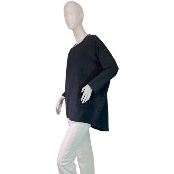 Black Crane Navy Blue Textured Cotton Tunic Top Size Small - Picture 5 of 10